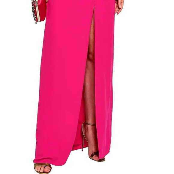 NEW! Halston Heritage Fuchsia Strapless Split Front Maxi Gown Dress - Picture 7 of 13